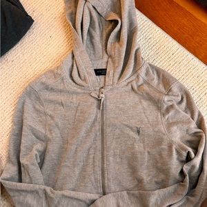 All Saints Mens Grey Gray Zip Sweatshirt M